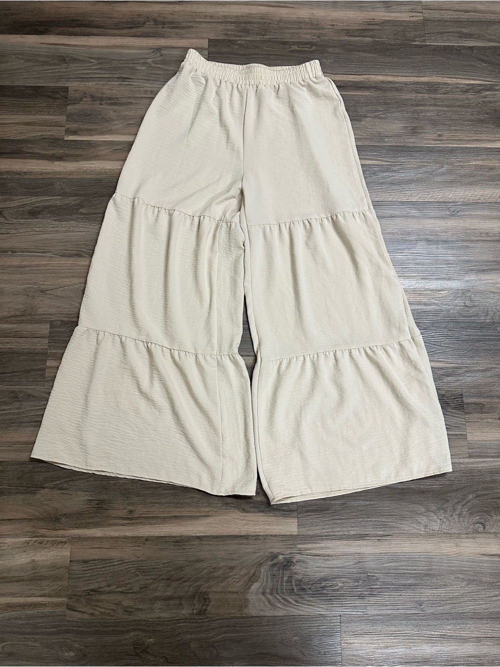 SHEIN Cream Tiered Palazzo Pants
